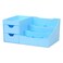 Uncluttered Designs Makeup Organizer With Drawers - Modern Countertop Storage for Cosmetics - Chic Vanity Holder for Cologne, Skincare, Brush, Lipstick, Nail Polish Organization &amp; Display (Blue)