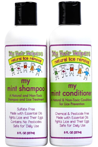 My Hair Helpers Anti Lice Shampoo and Conditioner Set for Kids, Mint, Neem, Rosemary, Daily Defense, Works on 1-2 Children, 8 Ounces Each