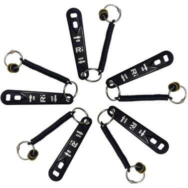 5-Pack Oxygen Cylinder Wrenches, Each w/Bungee &amp; 2 Brass Yoke Washer Seals for O-Ring Replacement on O2 Regulators