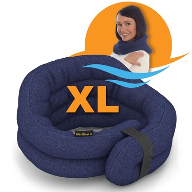 SunnyBay XL Microwave Heating Pad, Microwavable Heated Neck and Shoulder Wrap, Hands-Free Weighted Moist Hot or Cool Pack, Soft Fleece Cover and Flaxseed Filling, 30 Inch Extra-Long Length, Navy