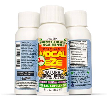 Vocal Eze 2oz. Sipper or Refill for Throat Spray   Relieve Sore, Hoarse, Fatigue, Dryness   Herbal and Natural Ingredients (No Sprayer)