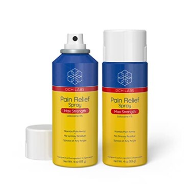 Maximum Strength Pain Relief Spray, 4% Lidocaine, Numbs Pain Away, Nerve Pain, 4 oz (2 Pack)