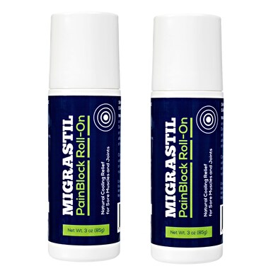 Migrastil PainBlock Roll-On 3 oz - Topical Roll-On for Muscle Aches, Cramps, Joint &amp; Nerve Discomfort. Works Great on Shoulders, Neck, Feet, Knees, Legs, Back, Elbows, HIPS, Etc. (2)