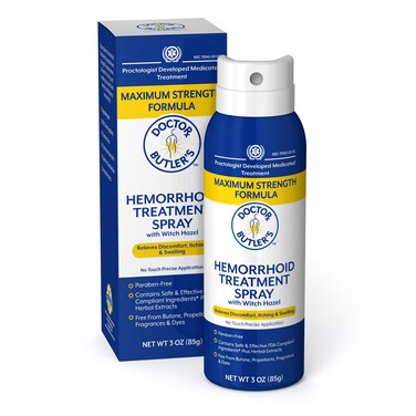 Doctor Butler's Hemorrhoid Spray - Hemorrhoid Treatment and Medicated Cleansing Solution with Witch Hazel and Aloe Vera to Help with Discomfort, Itch Relief and Swelling* (3oz)