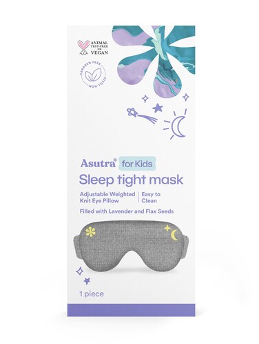 ASUTRA Kids Eye Pillow for Sleep, Gray Cotton Jersey   Filled w/Lavender Buds &amp; Flax Seeds, Weighted Eye Mask, Meditation &amp; Light Blocking Blindfold