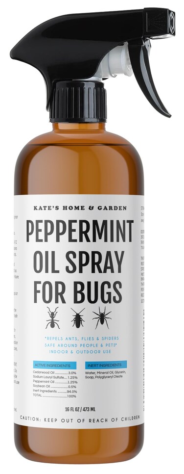 Kate's Home &amp; Garden Peppermint Oil Spray for Bugs, Insects, Spiders. Indoor Repellent Pest Control with Cedarwood Oil (16oz, Natural, Non Toxic)
