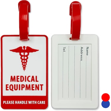 CPAP Luggage Tag - Medical ID Alert for Carry On &amp; Supply Bag - Travel Essentials Medical Equipment Tag (Red, 1 Pack)