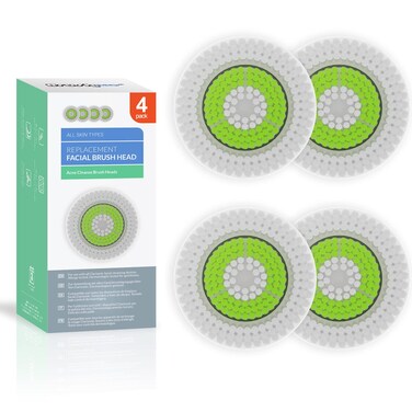 Brushmo Brush Head Replacements Compatible with Clarisonic Mia 1, Mia 2, Mia Fit, Alpha Fit, Smart Profile Uplift and Alpha Fit, Acne Cleansing Facial 4 Pack (Acne Cleansing)