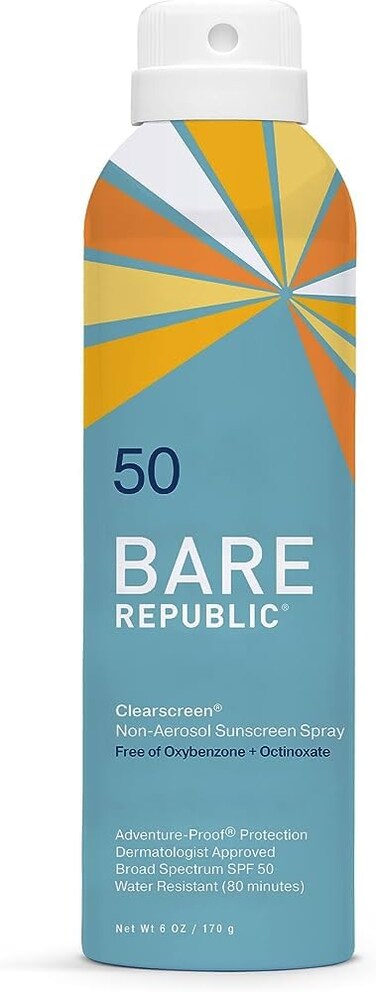 Bare Republic Clearscreen Sunscreen SPF 50 Sunblock Spray, Water Resistant with an Invisible Finish, 6 Fl Oz Each, 2 Pack