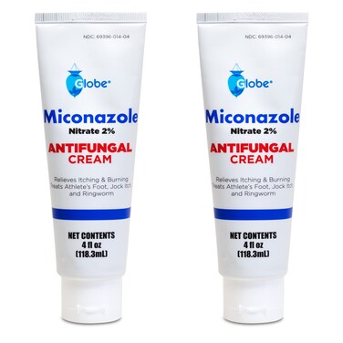 Globe (2 Pack Miconazole Nitrate 2% Cream (4 oz) Cures Most Athletes Foot, Jock Itch, Ringworm and More.