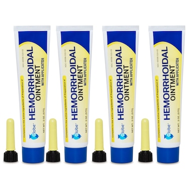 Globe Hemorrhoidal Ointment, Phenylephrine HCl, Petrolatum, Mineral Oil, Relief from Burning, Itching and Discomfort of Hemorrhoids, 2 Ounces (4 Pack)