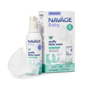 Navage Baby Micro-Mist Saline Inhaler - Baby Saline Nasal Spray Mist for Baby Congestion Relief - Pediatrician Recommended Baby Nasal Spray w/ Mask &amp; Quiet, Continuous Mist (2.8 oz)