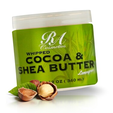 RA COSMETICS Whipped Cocoa &amp; Shea Butter, Lemongrass - 12oz   100% Pure &amp; Natural Skin Moisturizer with Coconut Oil   Vitamin-Rich Body Butter for Soft, Supple, and Radiant Skin &amp; Healthy Hairs