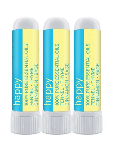 MOXE Happy Nasal Stick   Stress-Free + Calming Relief   Uplift Aromatherapy Essential Oil Blend 100% Pure &amp; Undiluted   for Feelings of Positivity and Gratitude   Nasal Inhaler Made in USA (3 Pack)
