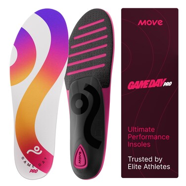 MOVE Game Day Pro- Ultimate Performance Sports Insoles for Basketball, Volleyball, Football, Tennis, Athletics, Baseball, Running, and Active Lifestyle. Extra Shock Absorption (M 12-12.5/WM 13.5-14)