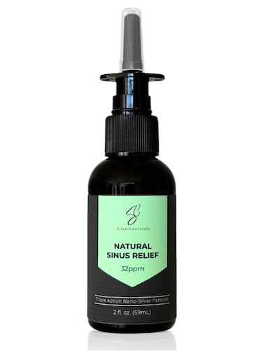 Sinus Relief Spray w/Colloidal Silver - Natural Allergy Symptom Relief - Infection - Relieve Congestion - Thin Mucus - Nasal Decongestant - Rinse &amp; Clear Sinuses - Only 2 Ingredients - 2oz