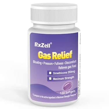 Gas Relief, Maximum Strength Simethicone 250mg, 120 Softgels - Anti Flatulence Relieves Gas Fast, Bloating Aid, Stomach Discomfort, Fullness and Pressure Relief Pills