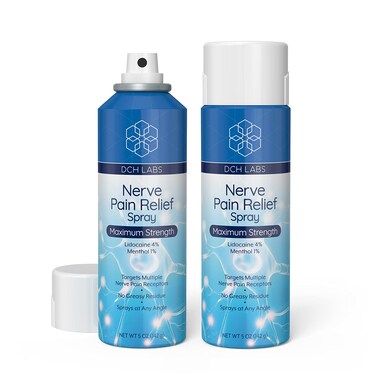 DCH Nerve Pain Relief Spray, Maximum Strength Lidocaine &amp; Menthol, with Arnica &amp; Aloe for Relief in Toes, Feet, Hands &amp; Legs, Ideal for Neuropathy, 5 oz (2-Pack)