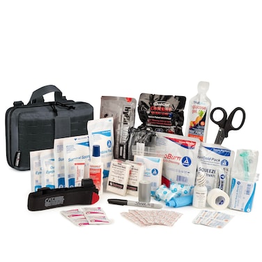Scherber Vehicle IFAK Emergency Trauma Kit   95+ Medical Supplies &amp; Equipment, NAR Tourniquet &amp; CPR Mask   Fully Stocked Rip Away Molle Pouch for Car, Home &amp; Professional First Aid   Ultimate, Black