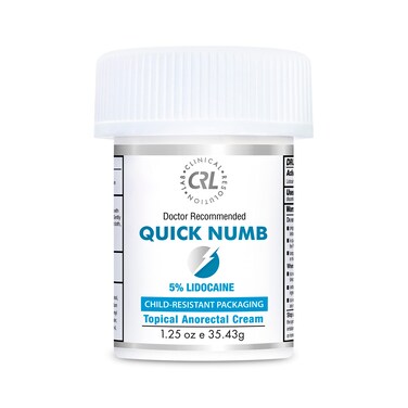 Clinical Resolution Quick Numb 5% Lidocaine Topical Numbing Cream for Fast Pain Relief, Maximum Strength Deep Penetrating Pain Relief Cream Anesthetic with Aloe Vera, Vitamin E 1.25 Oz