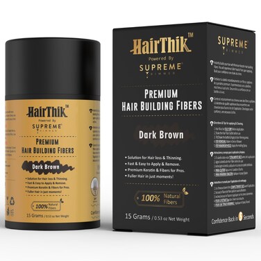 Supreme Trimmer HairThik Hair Building Fibers, 15g Fill In Fine or Thinning Hair Instantly Thicker, Fuller Looking Hair for Men &amp; Women   Dark Brown 15g HFR/15DB