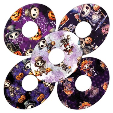 RockaDex Halloween Design Adhesive Patches 5 Mix Pack Compatible with Dexcom, Libre, Medtronic and Omnipod - Manufactured by a Type 1 Family. (Full Circle - no Inner Cut)