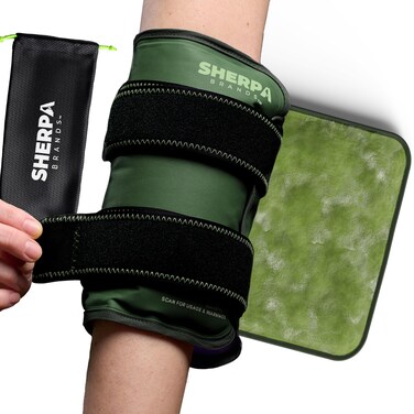 Medium Gel Ice Packs for Injuries Reusable Wrap with Straps - Hot and Cold Pack for Pain Relief, Tennis Elbow, Ankle, Foot, Hand - 8" x 12" - Green