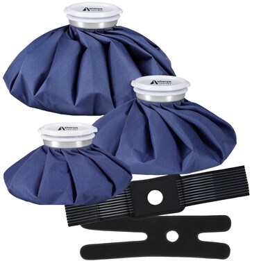 Ice Bags for Injuries Reusable - Dual Hot Water Bag for Pain Relief and Soft Ice Packs for Injuries - Set of 3 Bags and 2 Straps
