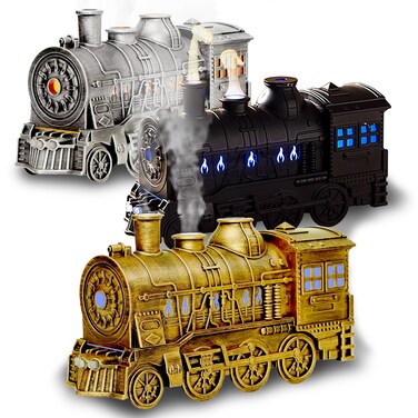 OMEO Gold Small Train Aromatherapy Humidifier &amp; Essential Oil Diffuser - Dual Mist, Quiet Ultrasonic, 300ML Tank, Remote Control, LED Light, Air Purifier for Home, Office, and Bedroom Use