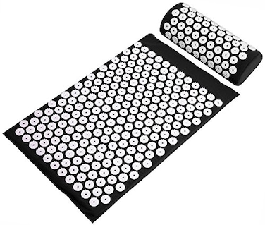 Acupressure Mat and Pillow Set for Back/Neck Pain, Acupuncture Products to Relieve Muscle Fatigue, Improve Insomnia for Sedentary People, Acupuncture Eases Stress, Massage Mat, Black