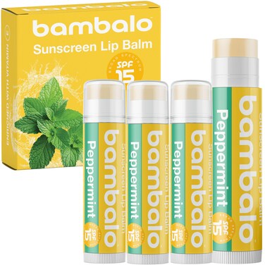4-Pack Peppermint SPF 15 Lip Balm - Organic Ingredients, Broad Spectrum UVA/UVB Protection - Hydrating &amp; Moisturizing, USA Made