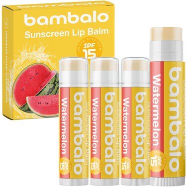 4-Pack Watermelon SPF 15 Lip Balm - Organic Ingredients, Broad Spectrum UVA/UVB Protection - Hydrating &amp; Moisturizing, USA Made