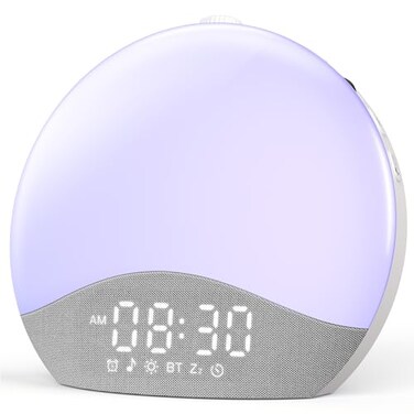 ecozy Sunrise Alarm Clock, White Noise Sound Machine, Upgraded Backlit Buttons for Bedrooms, 26 Soothing Sounds, 17 Night Lights, Bluetooth Speaker, Wake Up Sunlight for Heavy Sleepers, Adults, Kids