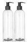 ljdeals 16 oz Clear Plastic Bottles with Pumps, Soap Dispenser, Slim, Tall Squeezable Refillable Containers for Shampoo, Lotion, Cream and More, Pack of 2, BPA Free, Made in USA