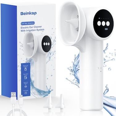 Upgraded Ear Wax Removal with Mild Drying, Safe Ear Cleaner for Ear Wax Buildup Flushing and Cleaning with Dual-Compartment Design, Ear Wax Cleaner Kit 5 Pressure Settings &amp; USB-C Cable, IPX7