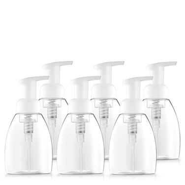 Bar5F 6-Pack Foaming Pump Bottle for Dr. Bronner's Castile Soap and All Generic Concentrated or Regular Soaps, Crystal Clear, 8.5-Ounce   Set of Bulk