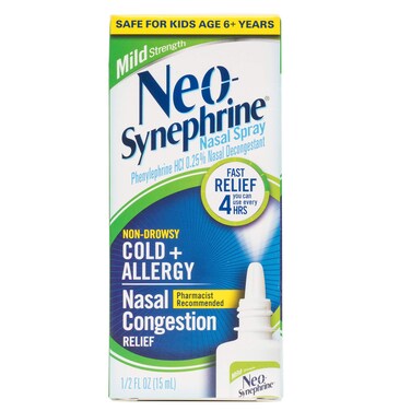 Neosynephrine Nasal Spray for Cold &amp; Sinus Relief, Fast Relief, Pharmacist Recommended, Clear, Mild Strength, 0.5 Fl Oz