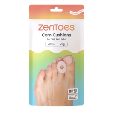 ZenToes Corn Pads for Toes   Flexible, Skin-Safe Adhesive Corn Cushions   Thick, Waterproof Fabric for Relief   All-Day Foot Comfort   Latex-Based Cushion for Sensitive Skin   72 Count