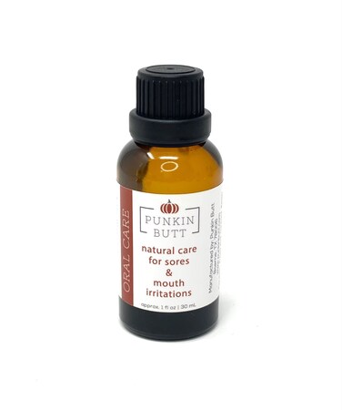 Punkin Butt Oral Care 1 oz Glass Bottle. Chamomile, Clove, Peppermint. Natural, Safe, Effective; Cruelty-Free, Vegan, use as Often as Needed.