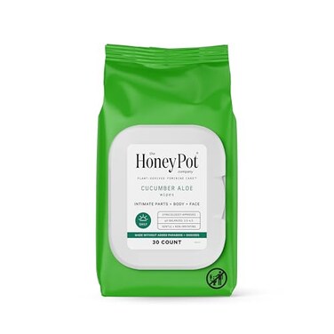 The Honey Pot Company - Feminine Wipes - Daily PH Balancing and Sulfate Free Feminine Products for Parts, Body, or Face - Cucumber Aloe 30 ct.