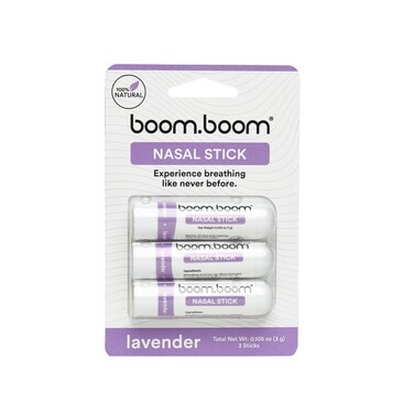 BoomBoom Nasal Stick (3 Pack)   Vapor Flow Technology   Better Breathing + Natural Focus   Cool Refreshing Sensation   Premium Essential Oils + Menthol Inhaler (Lavender)