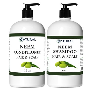 Zatural Natural Neem Shampoo &amp; Conditioner Kit, Health Soothing &amp; Healing For Sensative Scalp &amp; Hair Nourish &amp; Repair (16oz Shampoo &amp; 16oz Conditioner)