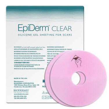 Epi-Derm Silicone Gel Sheet for Scars, Ideal for Areola Reconstruction and Breast Augmentation Surgery, Can be Cut to Size, Breast Reduction Scar Care - 1 Pair, Clear