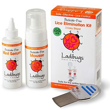 LADIBUGS One and Done Lice Treatment Kit - 3-Step Elimination - Comb, Mousse, Serum   Natural &amp; Effective Head Lice &amp; Nit Fix   Safe Removal for Kids, Family   Clinic Preferred, Nurse Approved