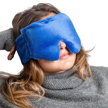 Microwavable Heated/Iced Eyes Sleep Mask. Perfect for Migraines, Headache, Stress, Dry Eyes, Sinus Pressure Relief and Relaxation- Blue