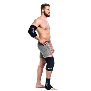 FreezeSleeve Ice and Heat Therapy Sleeve   Reusable Ice Pack Flexible Gel Compression Sleeve for Pain Relief and Recovery of Elbow Knee Ankle Leg Wrist Injuries   Black XX Large