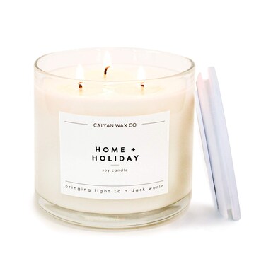 Calyan Wax Co. 3 Wick Candle, Home + Holiday Scented Candle, 43 Hour Burn Time, 3 Wick Soy Candles, Non Toxic &amp; Vegan Soy Wax, Glass Jar Scented Candles, 14.9oz