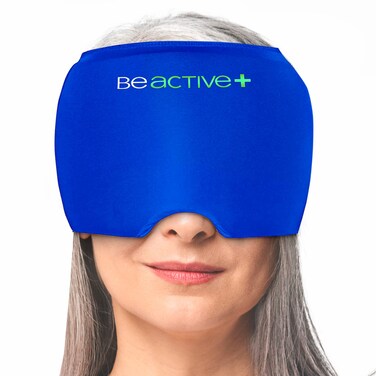 BeActive Plus Relief Cap Form-Fitting Head Gel Heat &amp; Ice Cap, Reusable, Stretchable, &amp; Form-Fitting Ice Head Cap (Ice Pack Mask) 360-Degree Coverage for Hot &amp; Cold Therapy