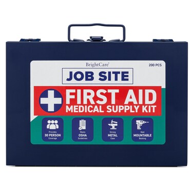 Metal Case First Aid Kit for Job Site &amp; Contractors - OSHA Compliant, Heavy Duty Case for Work Trucks, Fleet, Renovation, Industrial, and Construction- 200 Piece Wall Mount First Aid Kit