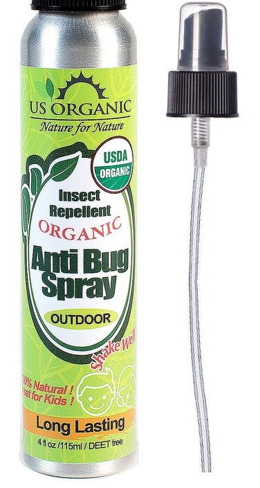 US Organic Organic Mosquito Repellent Anti Bug Outdoor Pump Sprays, 4 Ounces, Certified Organic, Proven Results by lab Testing, deet-Free